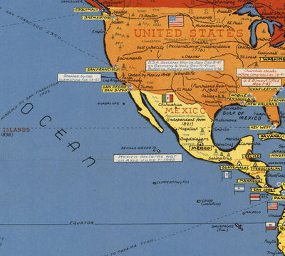 Old World War 2 Map - "Dated Events" WW2 Historical Educational Chart by Stanley Turner