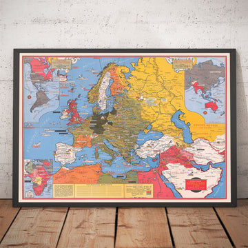 Mapa de la Guerra Mundial 2 Viejos, 1942 por Stanley Turner - Tabla de historia de WW2 "Eventos fechados"