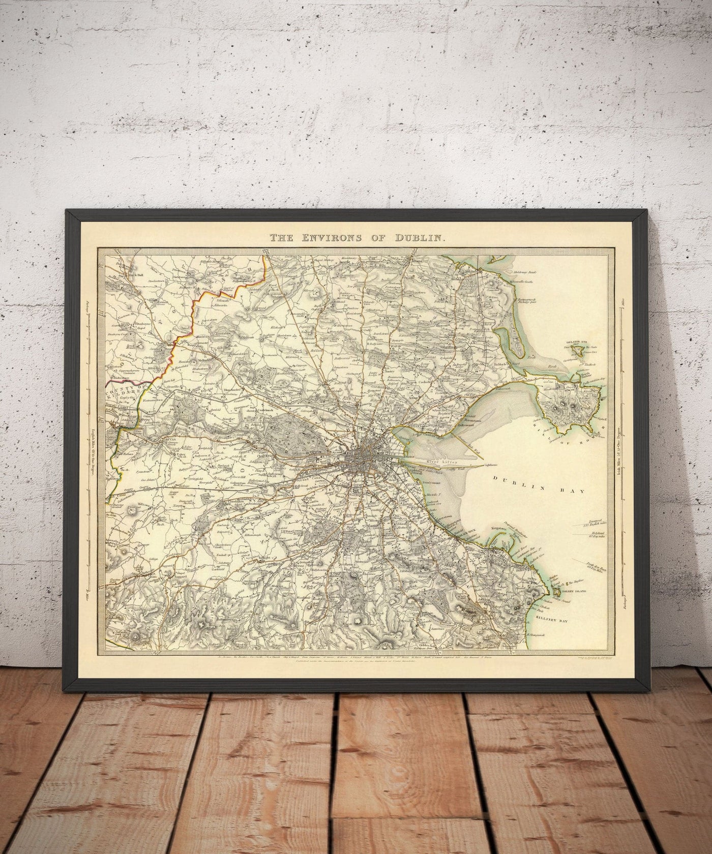 Ancienne carte de Dublin et de banlieue, Irlande, 1837 de Sduk - Leinster, Baie de Dublin, Grand Dublin