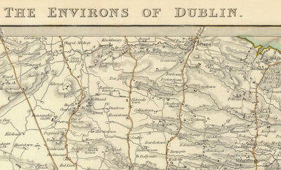 Ancienne carte de Dublin et de banlieue, Irlande, 1837 de Sduk - Leinster, Baie de Dublin, Grand Dublin