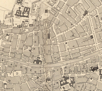 Old Map of Dublin, Ireland, 1851 by Tallis & Rapkin - Central, Temple Bar, Stoneybatter, Docklands, Liffey, Leinster