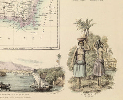 Ancienne carte des Indes orientales néerlandaises en 1872 par Fullarton - Bornéo, Java, Indonésie, Colonialisme, Océan Indien