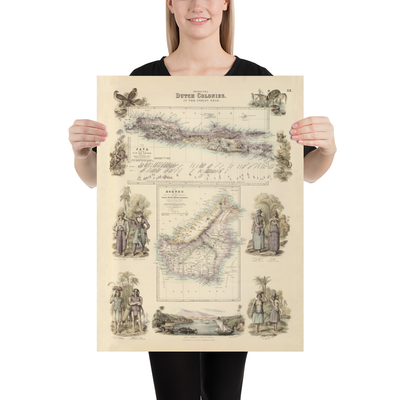Ancienne carte des Indes orientales néerlandaises en 1872 par Fullarton - Bornéo, Java, Indonésie, Colonialisme, Océan Indien