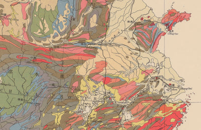Old Geological Map of Eastern Asia and Malay Archipelago in 1932 by Tokyo Geology Society - Japan, China, Indonesia, Vietnam, Taiwan
