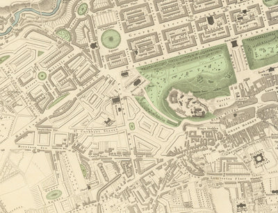 Old Map of Edinburgh, Scotland in 1834 by WB Clark