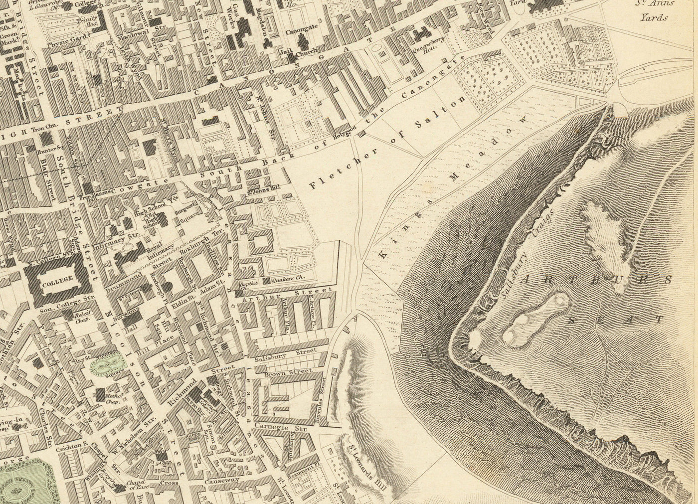 Old Map of Edinburgh, Scotland in 1834 by WB Clark