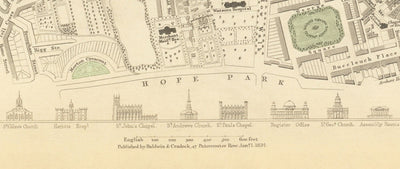Old Map of Edinburgh, Scotland in 1834 by WB Clark