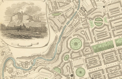 Old Map of Edinburgh, Scotland in 1834 by WB Clark