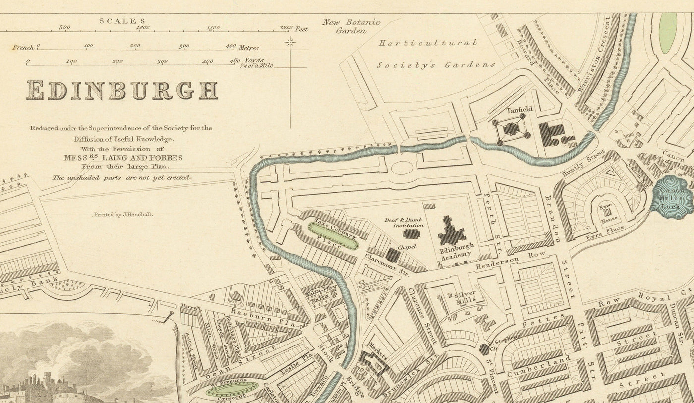 Old Map of Edinburgh, Scotland in 1834 by WB Clark