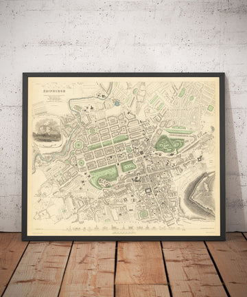 Old Map of Edinburgh, Scotland in 1834 by WB Clark