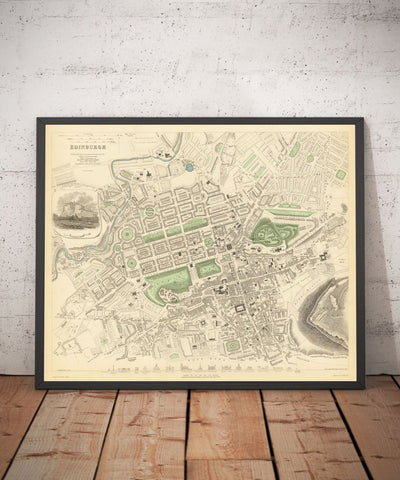 Old Map of Edinburgh, Scotland in 1834 by WB Clark