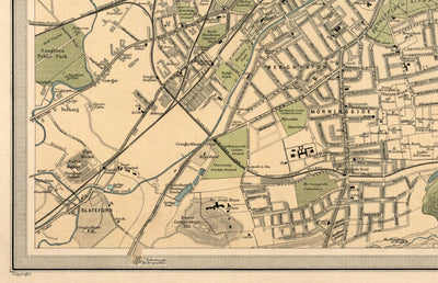 Ancienne carte d'Édimbourg en 1912 par J Bartholomew - Leith, Murrayfield, Portobello, Holyrood