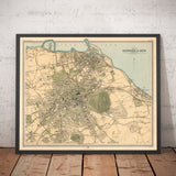 Mapa antiguo de Edimburgo en 1912 por J Bartholomew - Leith, Murrayfield, Portobello, Holyrood