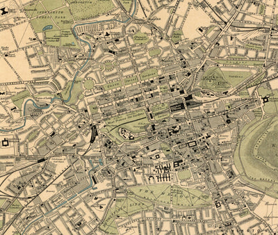 Ancienne carte d'Édimbourg en 1912 par J Bartholomew - Leith, Murrayfield, Portobello, Holyrood