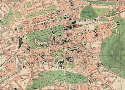 Raro mapa antiguo de Edimburgo - Plano de bolsillo de Bartholomew, 1921 - Leith, Murrayfield, Portobello, Morningside