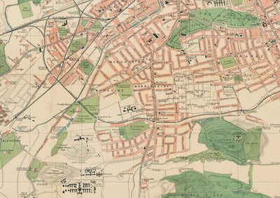 Raro mapa antiguo de Edimburgo - Plano de bolsillo de Bartholomew, 1921 - Leith, Murrayfield, Portobello, Morningside