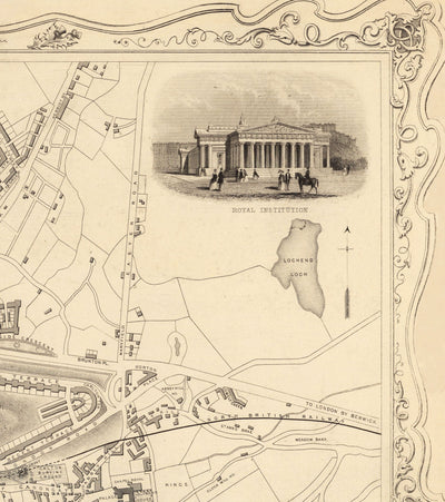 Old Map of Edinburgh, Scotland in 1851 by Tallis & Rapkin