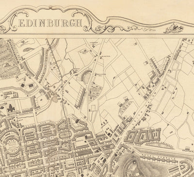 Old Map of Edinburgh, Scotland in 1851 by Tallis & Rapkin