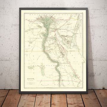 Alte Karte von Ägypten, 1832 von Arrowsmith - Kairo, Gizeh, Alexandria, Pyramiden, Nil, Rotes Meer, Jerusalem, Naher Osten 