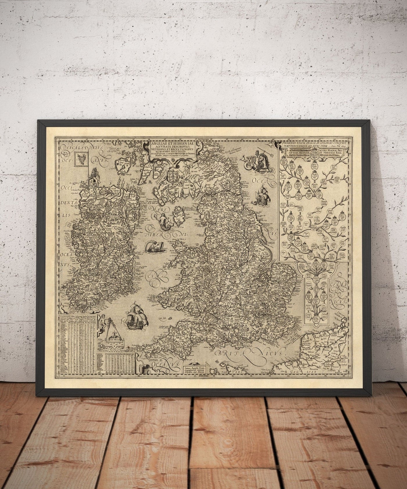 Ancienne carte de l'Angleterre et de l'Irlande en 1605 par Abraham Ortelius