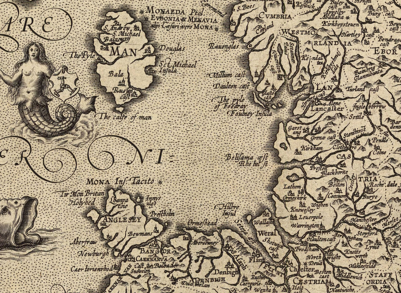 Ancienne carte de l'Angleterre et de l'Irlande en 1605 par Abraham Ortelius