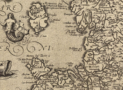 Ancienne carte de l'Angleterre et de l'Irlande en 1605 par Abraham Ortelius