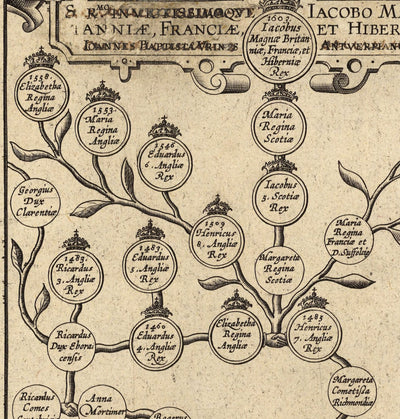 Ancienne carte de l'Angleterre et de l'Irlande en 1605 par Abraham Ortelius