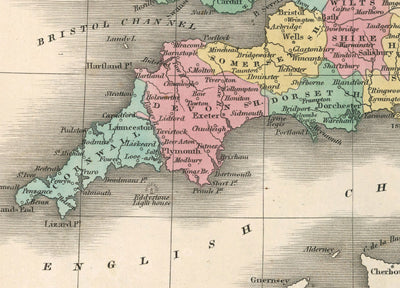 Mapa antiguo de los condados de Inglaterra y Gales, 1827 - Mapa histórico de los condados - Westmoreland, Sussex, Rutland