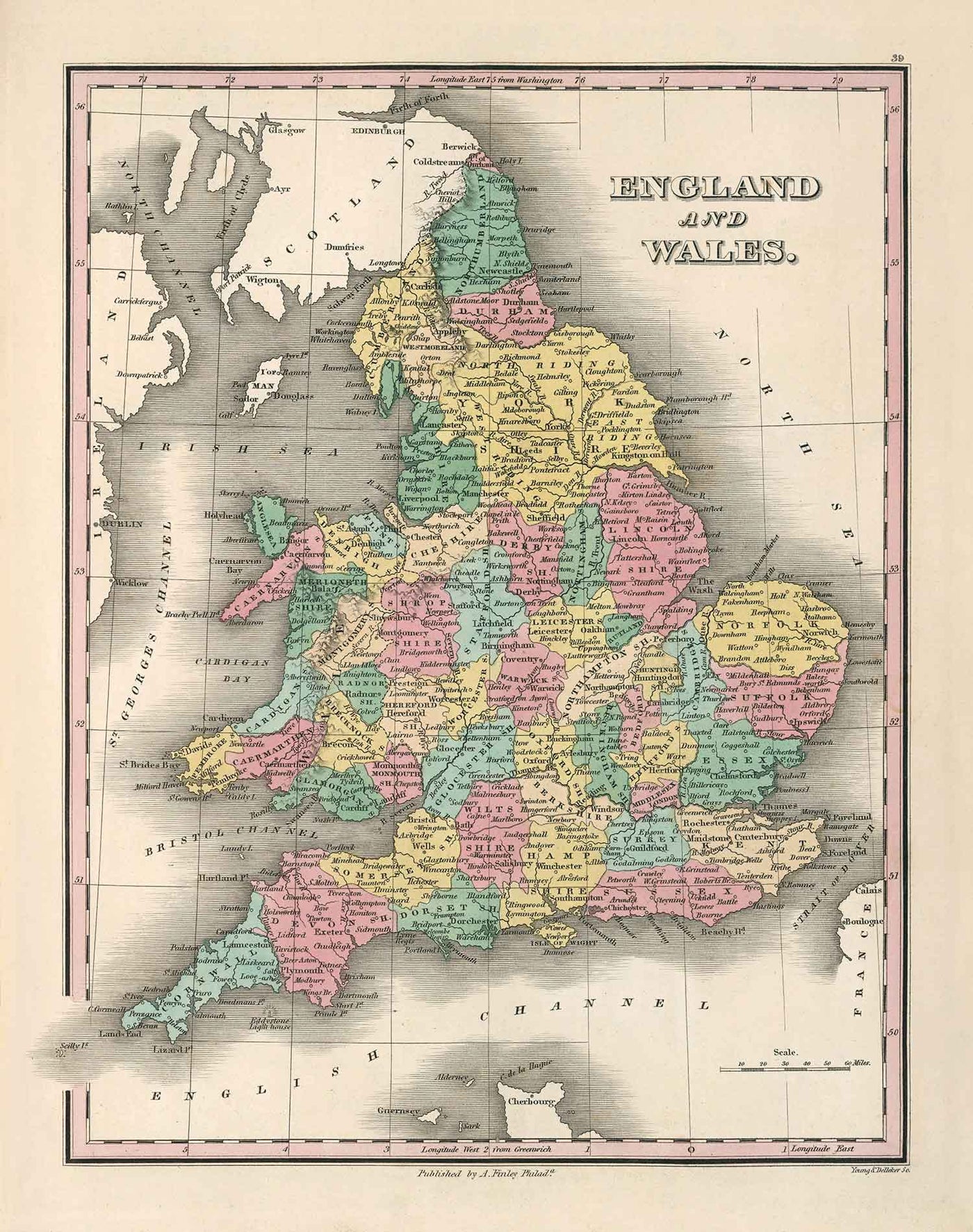 Mapa antiguo de los condados de Inglaterra y Gales, 1827 - Mapa histórico de los condados - Westmoreland, Sussex, Rutland