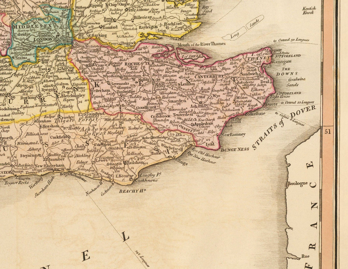 Alte Karte von Großbritannien, 1801 von Faden - England, Wales, Schottland, Straßen, Kanäle, Postkutsche 