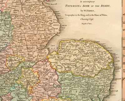 Alte Karte von Großbritannien, 1801 von Faden - England, Wales, Schottland, Straßen, Kanäle, Postkutsche 