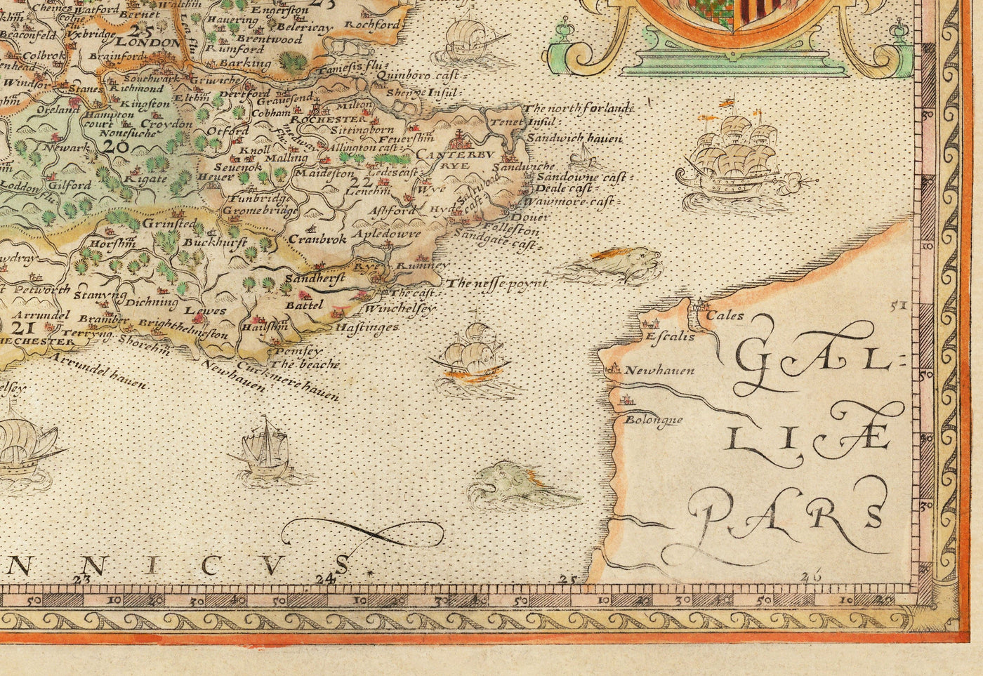 Old Map of England & Wales, 1579 by Christopher Saxton - First Printed Map of British Isles