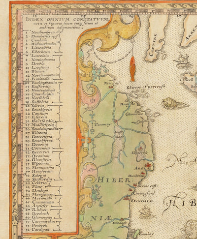 Old Map of England & Wales, 1579 by Christopher Saxton - First Printed Map of British Isles