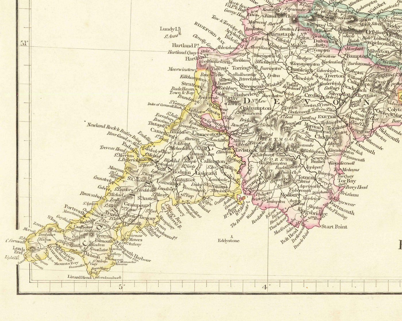 Antiguo mapa de Inglaterra y Gales en 1832 por John Arrowsmith - Ciudades, condados, carreteras, ferrocarril