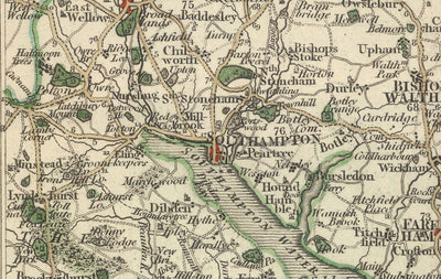 Alte Karte von Hampshire & Isle of Wight im Jahr 1794 von John Cary - Portsmouth, Southampton, Chichester, Havant 