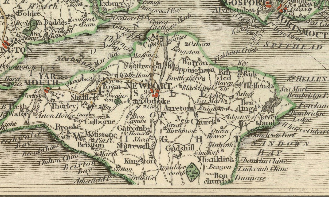 Alte Karte von Hampshire & Isle of Wight im Jahr 1794 von John Cary - Portsmouth, Southampton, Chichester, Havant 