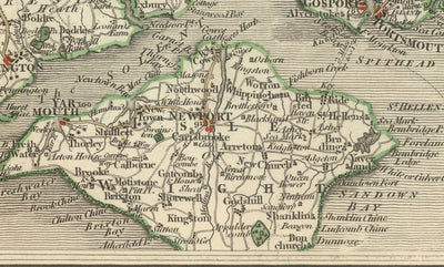 Alte Karte von Hampshire & Isle of Wight im Jahr 1794 von John Cary - Portsmouth, Southampton, Chichester, Havant 
