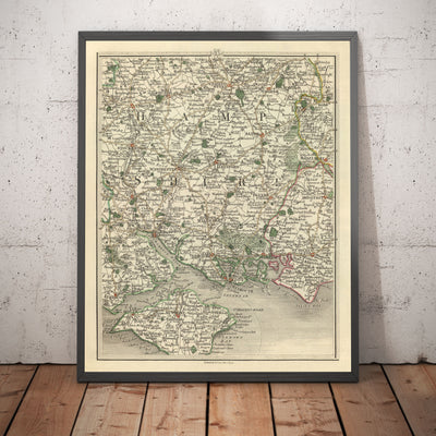 Alte Karte von Hampshire & Isle of Wight im Jahr 1794 von John Cary - Portsmouth, Southampton, Chichester, Havant 