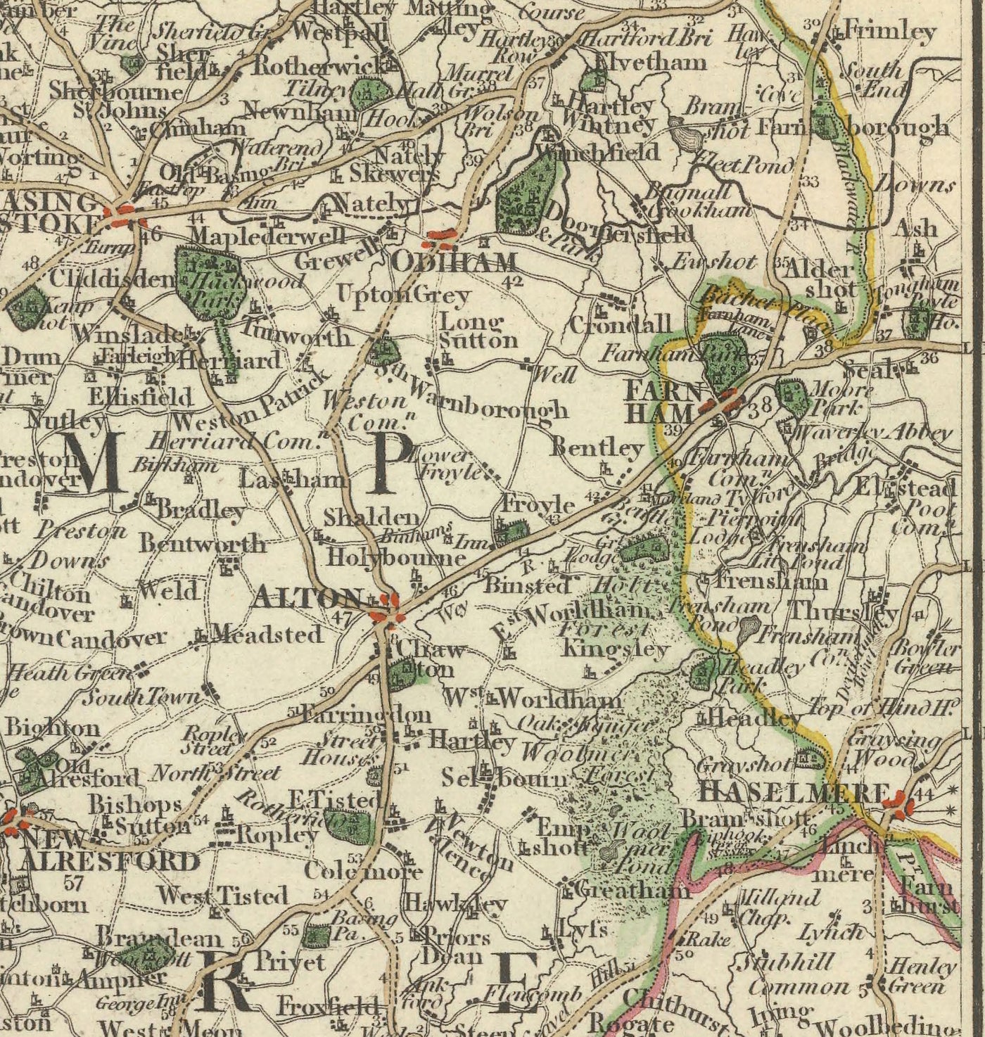 Alte Karte von Hampshire & Isle of Wight im Jahr 1794 von John Cary - Portsmouth, Southampton, Chichester, Havant 