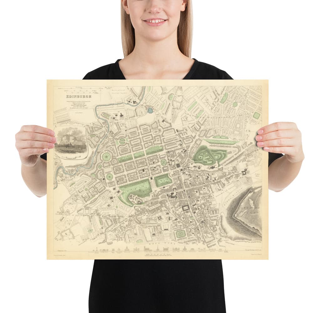 Old Map of Edinburgh, Scotland in 1834 by WB Clark
