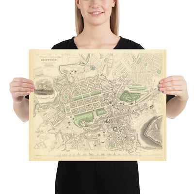 Old Map of Edinburgh, Scotland in 1834 by WB Clark