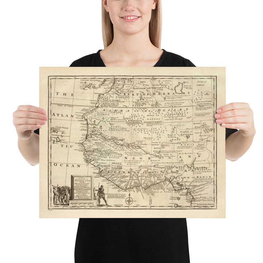Mapa antiguo de Negroland, 1747 por Bowen - África occidental pre-colonial - Comercio de esclavos, Costa de Marfil, Costa de Oro