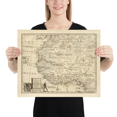 Mapa antiguo de Negroland, 1747 por Bowen - África occidental pre-colonial - Comercio de esclavos, Costa de Marfil, Costa de Oro