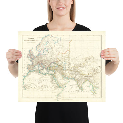 Old Map of the Ancient World by Arrowsmith, 1822 - Medieval Europe, Middle East, Africa - Orbis Veteribus Notus