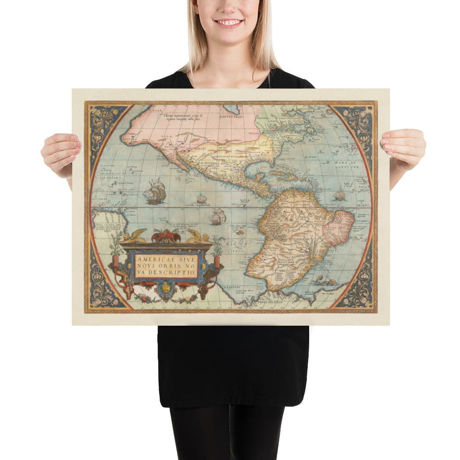 Mappa Antica del Nord e Sud America 1572 - Prima Mappa dell&