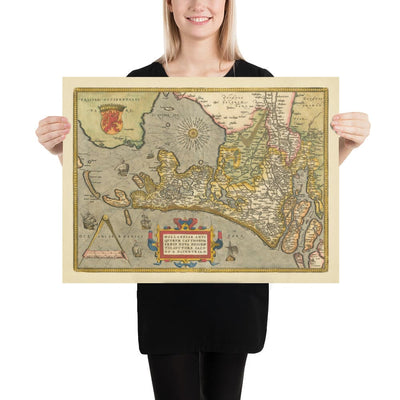 Mapa antiguo de Holanda y Utrecht, 1595 de Abraham Ortelius - Ámsterdam, Rotterdam, Hague, Utrecht