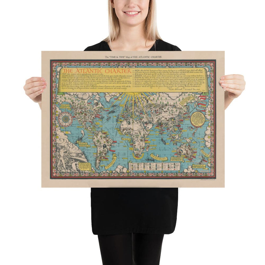 The Atlantic Charter by Max Gill, 1942 - World War 2 United Nations Wall Chart