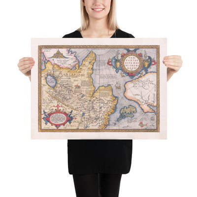 Alte Karte von Tartaren (Russland, Sibirien, China) im Jahr 1584 von Ortelius - Seltene Karte von Zentralasien, Amerika, Japan 