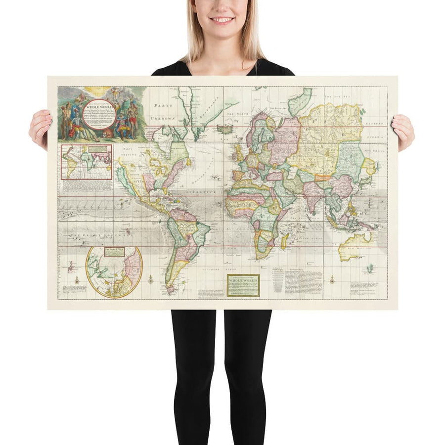 Mappa del Mondo Antico del 1719 di Herman Moll - Grande Atlante Coloniale e di Esplorazione 