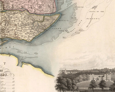 Ancienne carte d'Essex, 1831 par Greenwood & Co. - Southend, Colchester, Chelmsford, Romford, Dagenham, Brentwood, Basildon